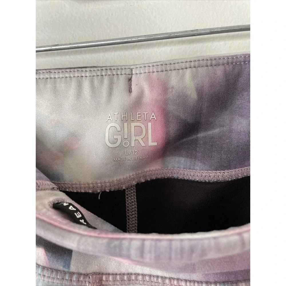 Athleta Girl Leggings L 12 Multicolor Abstract Activewear Yoga Pants Dancewear